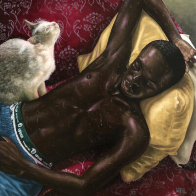 cat and boy